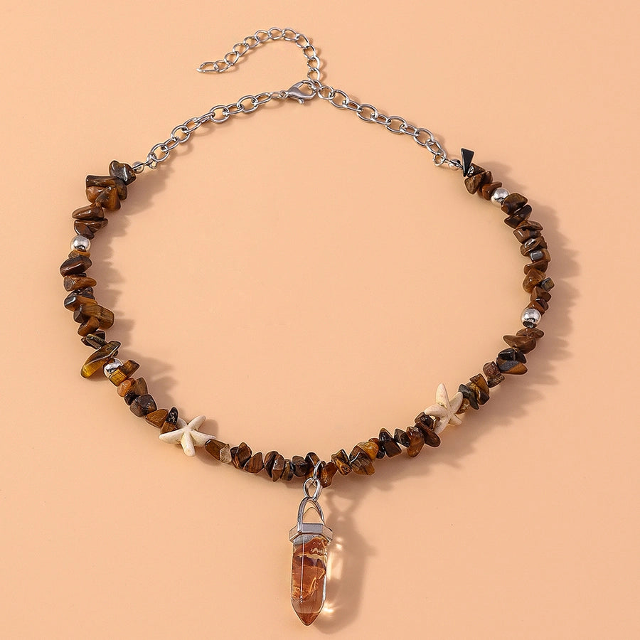 Retro Marine Style Simple Style Geometric Artificial Crystal Resin  Pendant Necklace