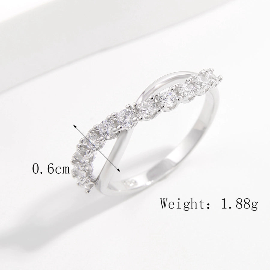 Sterling Silver White Gold Plated Simple Style Classic Style Plating Inlay Infinity Lightning Zircon Rings