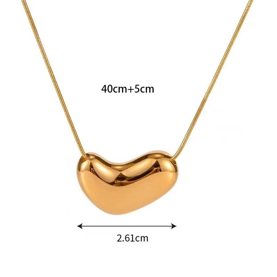 simple style geometric round heart shape stainless steel plating 14k gold plated pendant necklace
