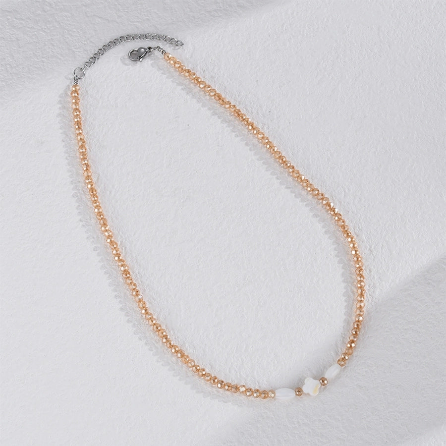 Cute Four Leaf Clover 18K Gold Plated Artificial Crystal 304 Stainless Steel  Necklace