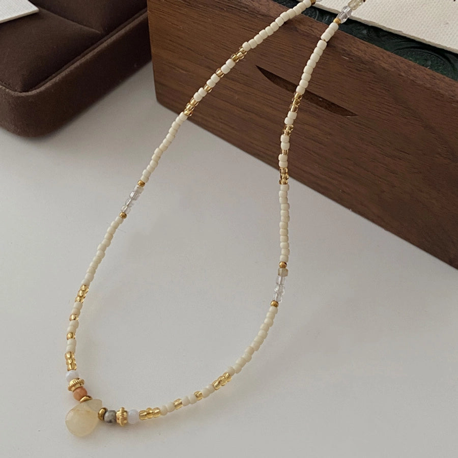 natural stone Freshwater Pearl Simple Style Beaded Geometric Necklace