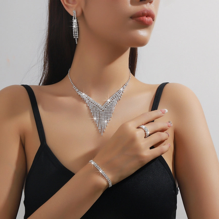 Bridal jewelry suit wedding necklace eardrops jewelry banquet dress accessories  women's wedding suit