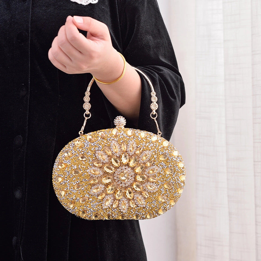 silver gold blue pu leather solid color oval evening bags