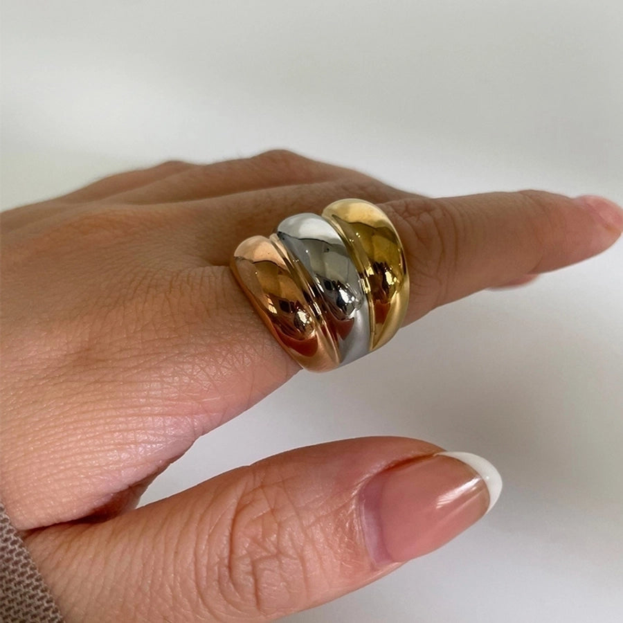 Jewelry Nordic Style Exaggerated Color Block 316 Stainless Steel  18K Gold Plated Irregular Rings