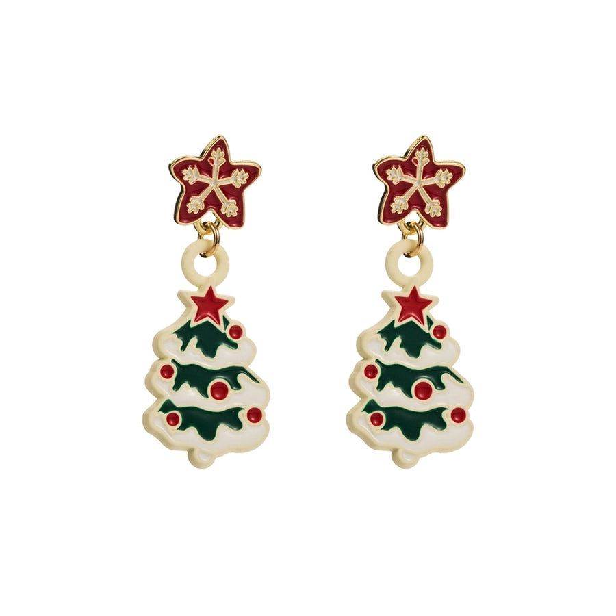 1 pair cute christmas streetwear christmas tree santa claus christmas socks enamel inlay alloy rhinestones drop earrings