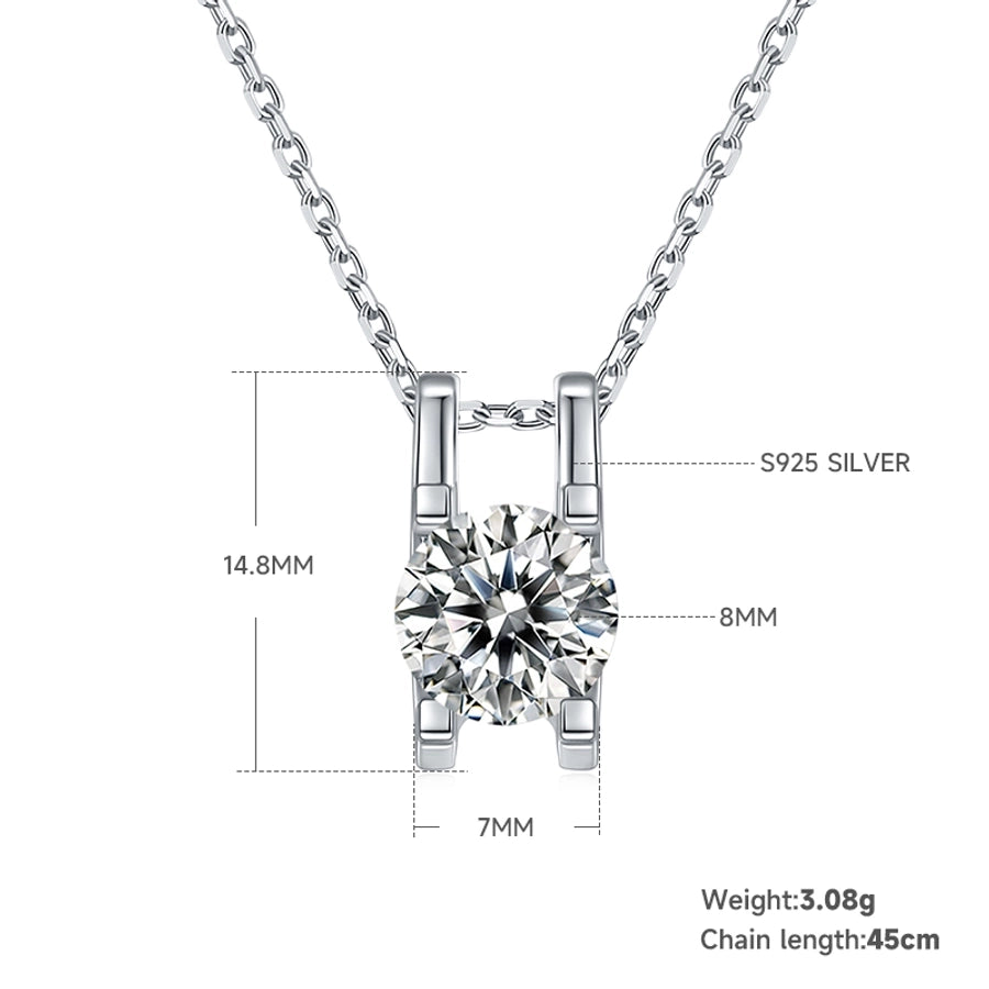 Elegant Princess Sweet Geometric Sterling Silver Inlay Zircon Rhodium Plated Women's Earrings Necklace