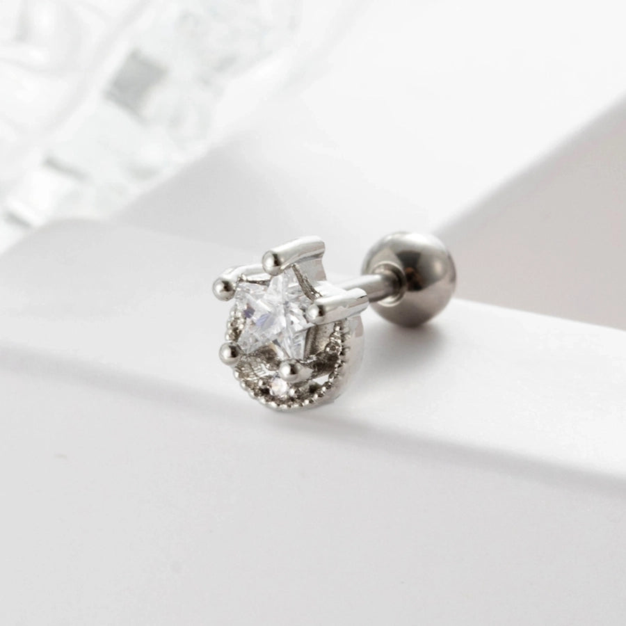 1 Piece Ear Cartilage Rings & Studs Geometric 316L Stainless Steel  Copper Inlaid Zircon