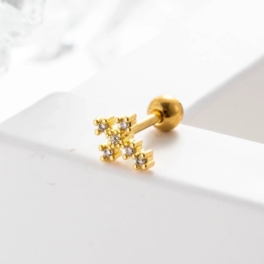1 Piece Ear Cartilage Rings & Studs Geometric 316L Stainless Steel  Copper Inlaid Zircon