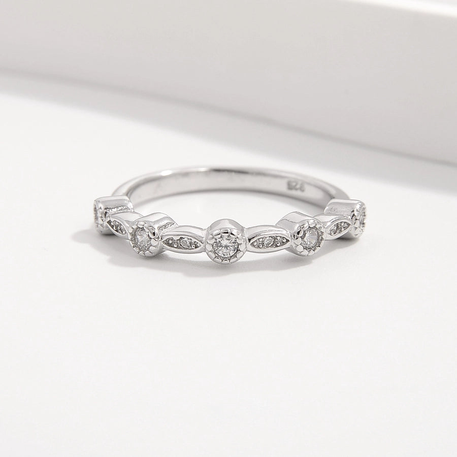 Sterling Silver White Gold Plated Simple Style Classic Style Plating Inlay Infinity Lightning Zircon Rings