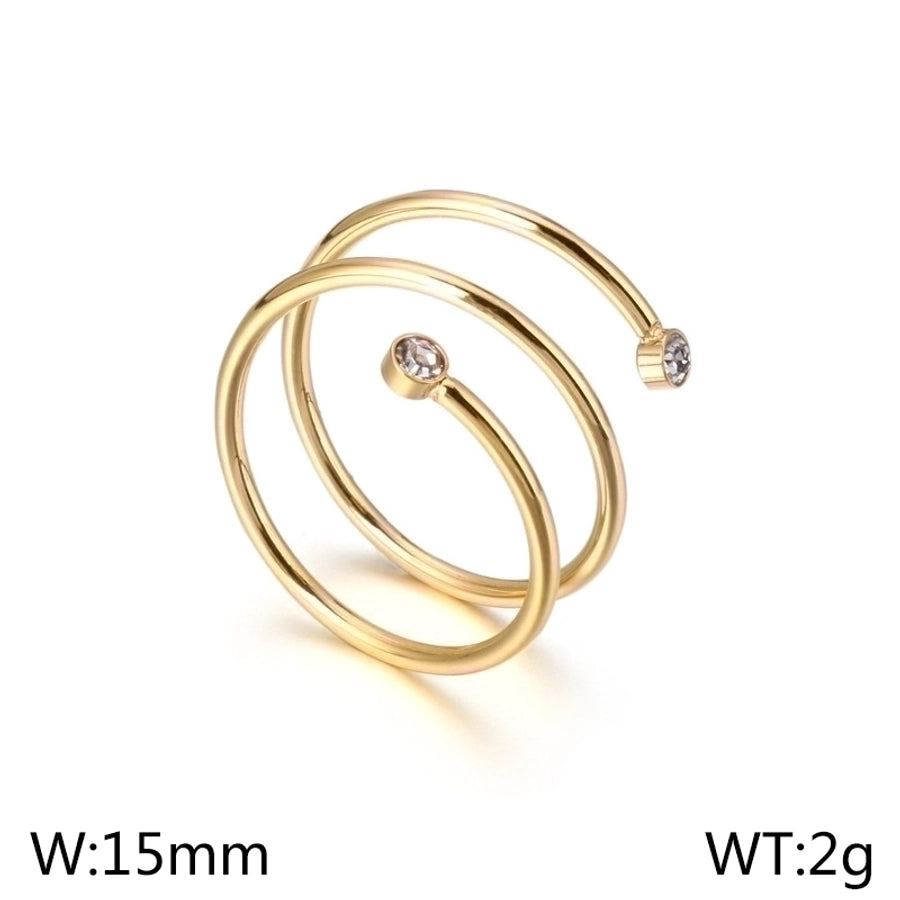 Jewelry Simple Style Geometric 304 Stainless Steel Zircon 18K Gold Plated Stainless Steel Rings