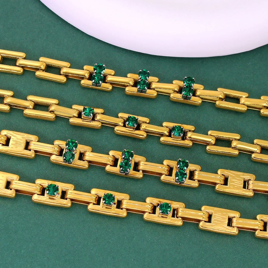 Jewelry Simple Style Classic Style Solid Color 304 Stainless Steel Rhinestones 18K Gold Plated Plating Inlay Jewelry Set
