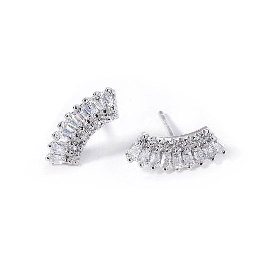 1 Piece Luxurious Romantic Sector Oval Plating Inlay Sterling Silver Zircon White Gold Plated Ear Studs