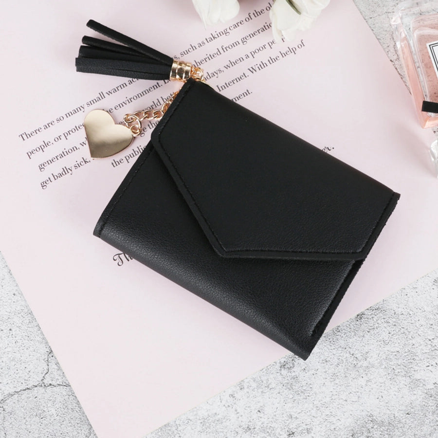 women's solid color pu leather buckle wallets