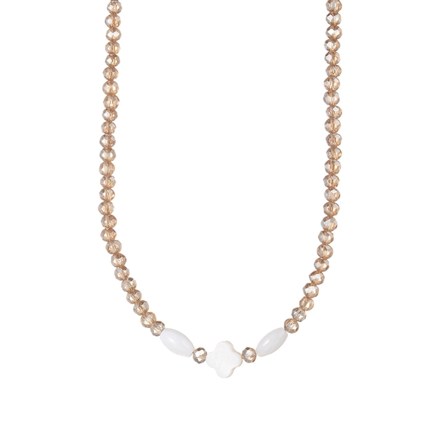 Cute Four Leaf Clover 18K Gold Plated Artificial Crystal 304 Stainless Steel  Necklace