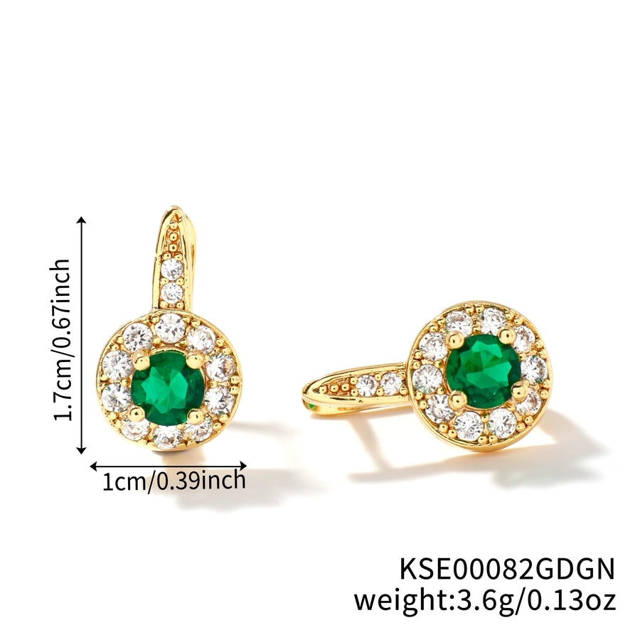 1 Pair Glam Shiny Korean Style Round Inlay Copper Zircon K Gold Plated Rhodium Plated Ear clip