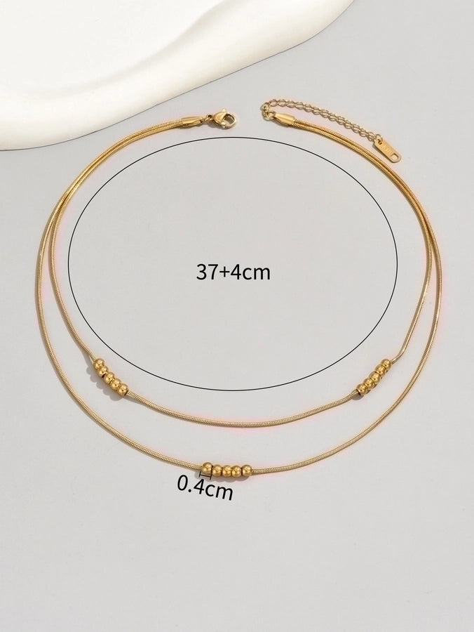 Jewelry IG Style Simple Style Solid Color 304 Stainless Steel Titanium Steel 18K Gold Plated Plating Layered Necklaces