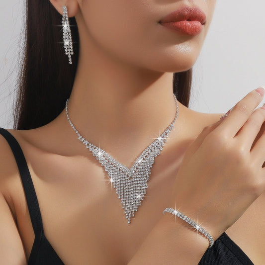 Bridal jewelry suit wedding necklace eardrops jewelry banquet dress accessories  women's wedding suit