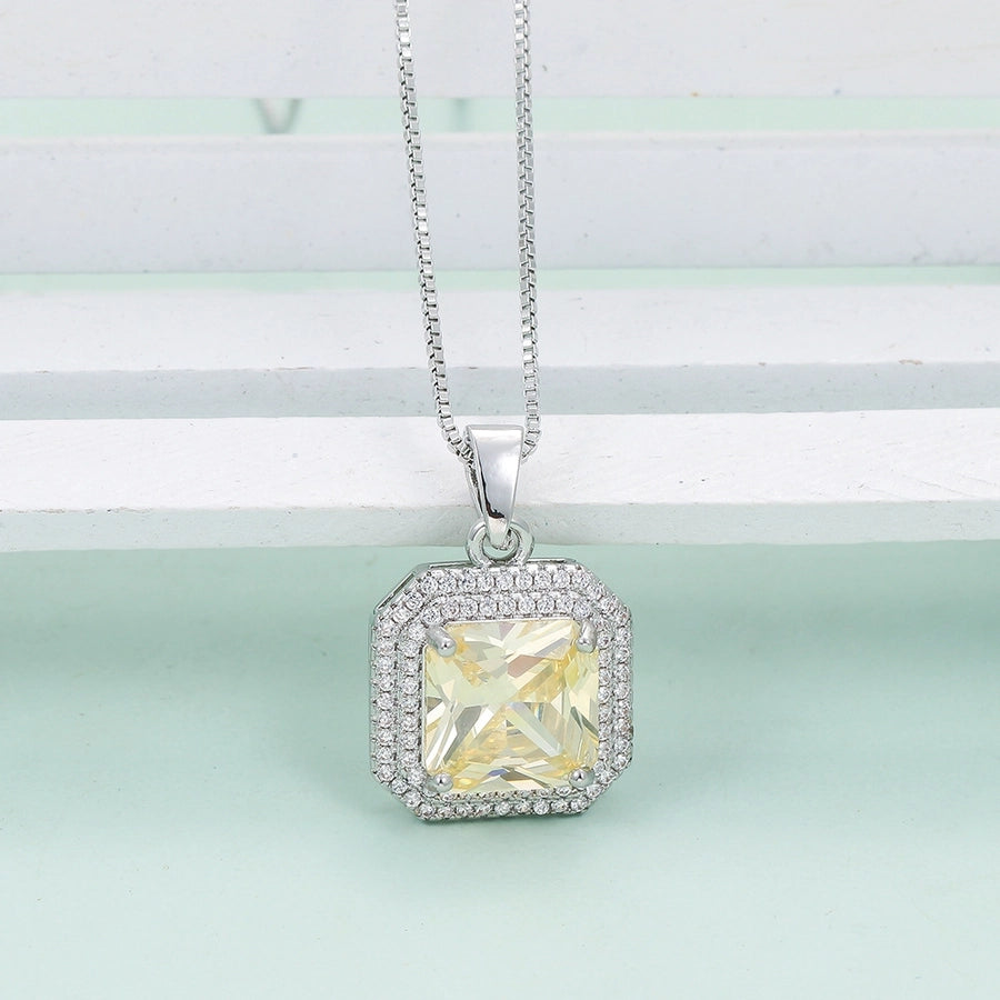 Copper Plating Inlay Color Block Zircon Jewelry Set