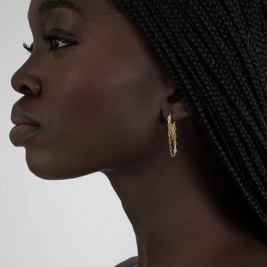 1 Pair Vintage Style Exaggerated Classic Style Tassel chain 304 Stainless Steel 18K Gold Plated Earrings