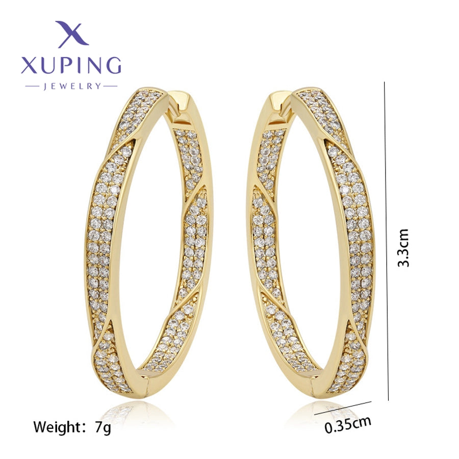 jewelry xuping simple style solid color alloy artificial gemstones 14k gold plated plating inlay earrings