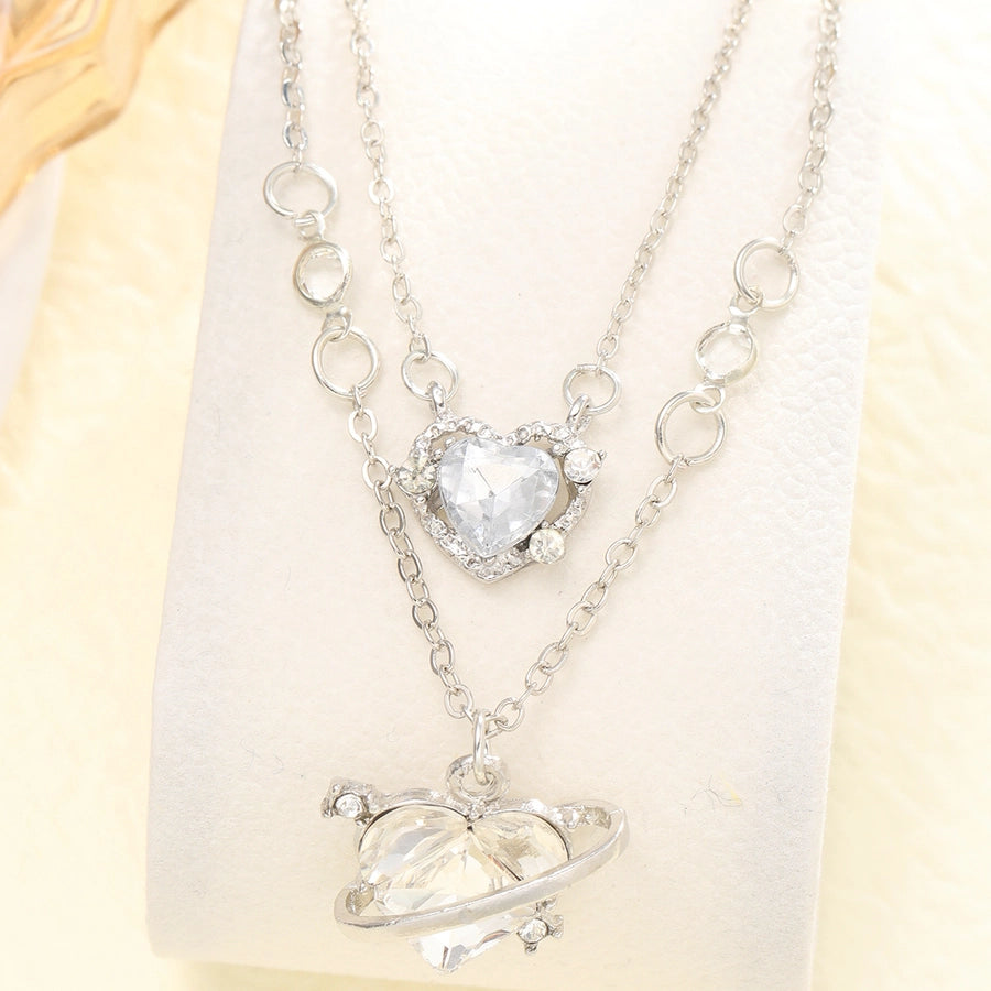 Elegant Heart Shape Alloy Rhinestone  Pendant Necklace