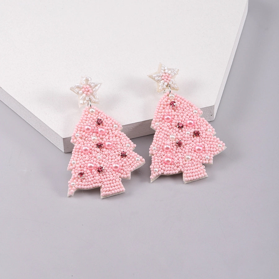 simple style classic style christmas tree inlay plastic cloth glass rhinestones silver plated drop earrings