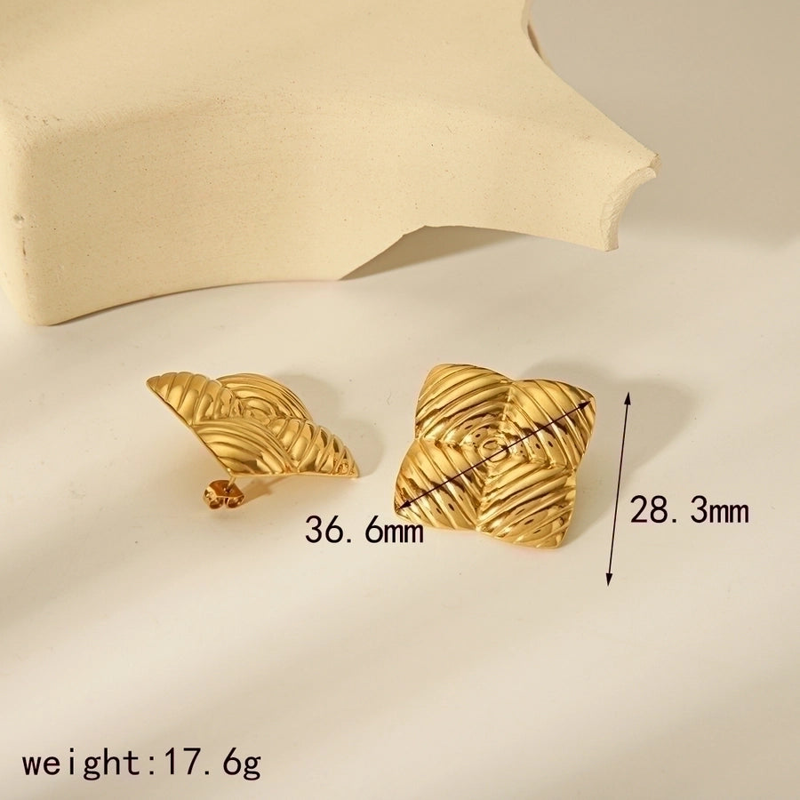 1 Pair Vintage Style Classic Style Triangle Geometric Spiral Stripe Plating 304 Stainless Steel 18K Gold Plated Ear Studs