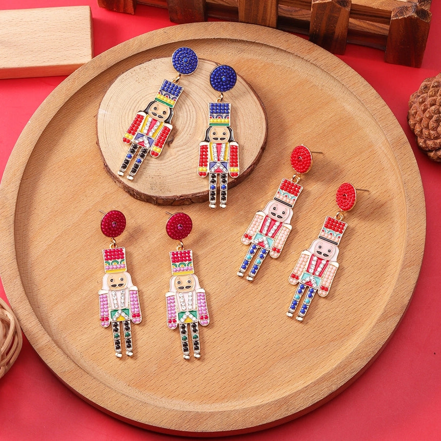 1 piece vintage style christmas tree enamel plating inlay alloy plastic glass glass pearl gold plated silver plated drop earrings