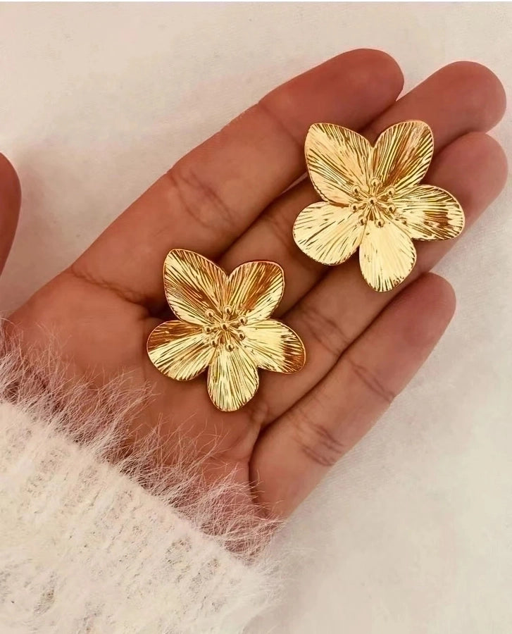 Jewelry INS Style Flower Butterfly 304 Stainless Steel Turquoise 18K Gold Plated Plating Inlay Rings Earrings