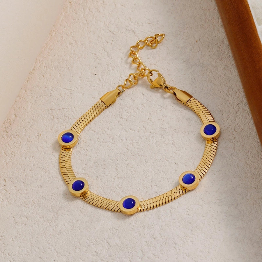 Simple Style Classic Style Color Block 304 Stainless Steel natural stone 18K Gold Plated Crystal Bracelets In Bulk