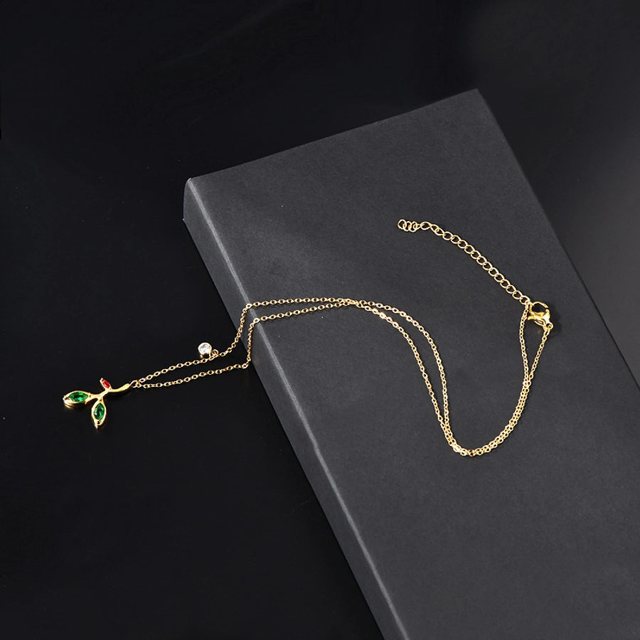 Jewelry Elegant Luxurious Fish Tail 304 Stainless Steel Rhinestones 18K Gold Plated Plating Inlay Pendant Necklace