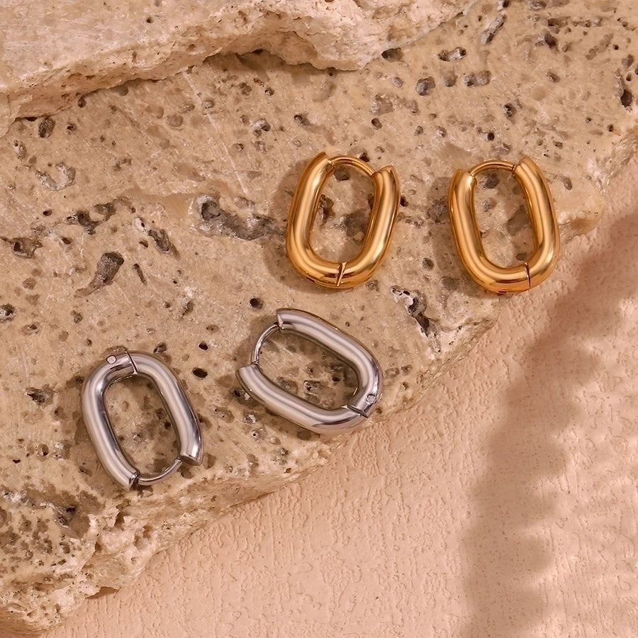 1 Pair Simple Style Solid Color Plating 304 Stainless Steel 18K Gold Plated Earrings