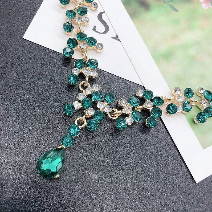 Shiny Round Water Droplets Alloy Plating Inlay Rhinestones Women's Jewelry Set