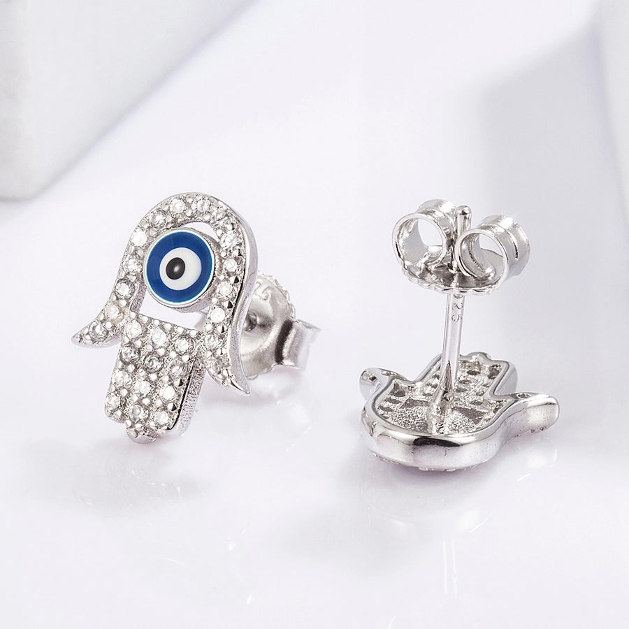 1 Piece Classical Funny Eye Octopus Plating Inlay Sterling Silver Zircon White Gold Plated Ear Studs