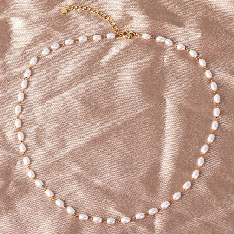 Copper 18K Gold Plated Beaded Geometric Bracelets Necklace