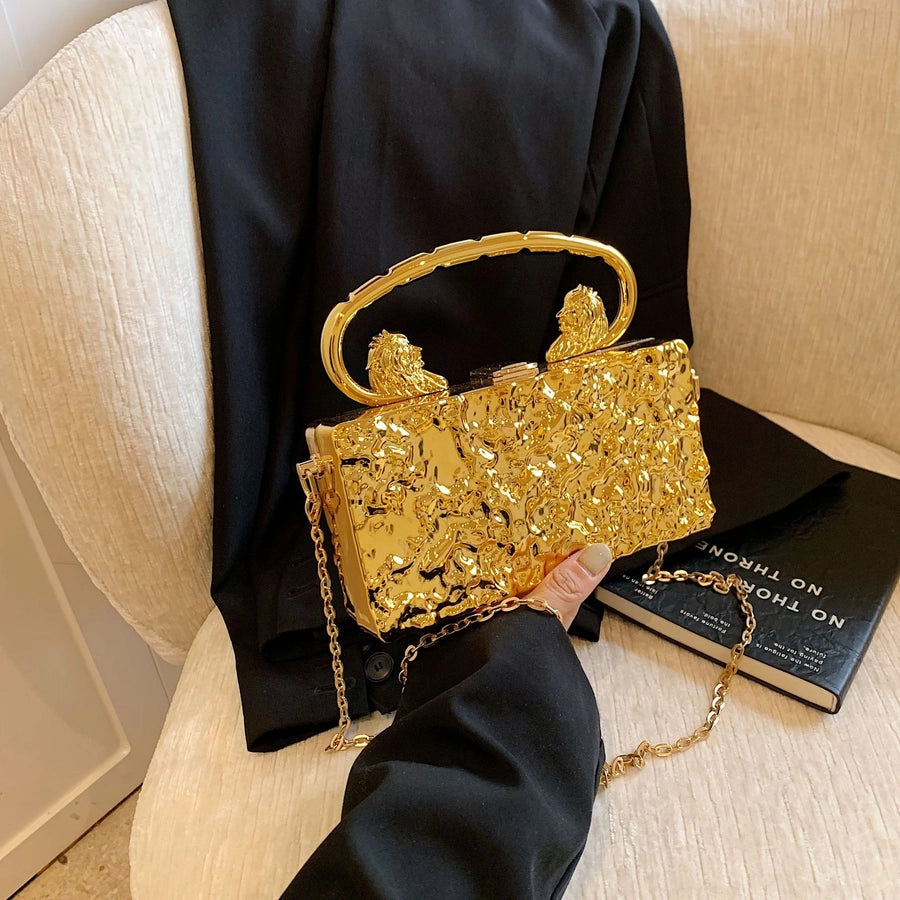 Gold Silver Rose Red Arylic Solid Color Square Evening Bags
