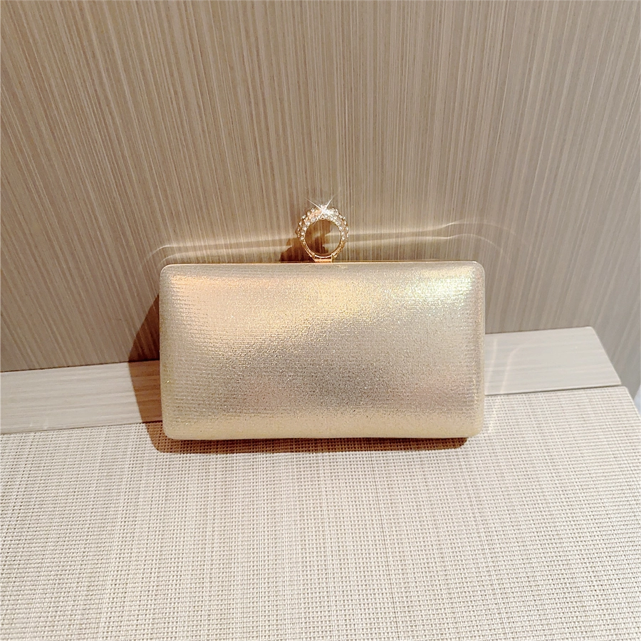 Gold Silver Pu Leather Solid Color Square Evening Bags