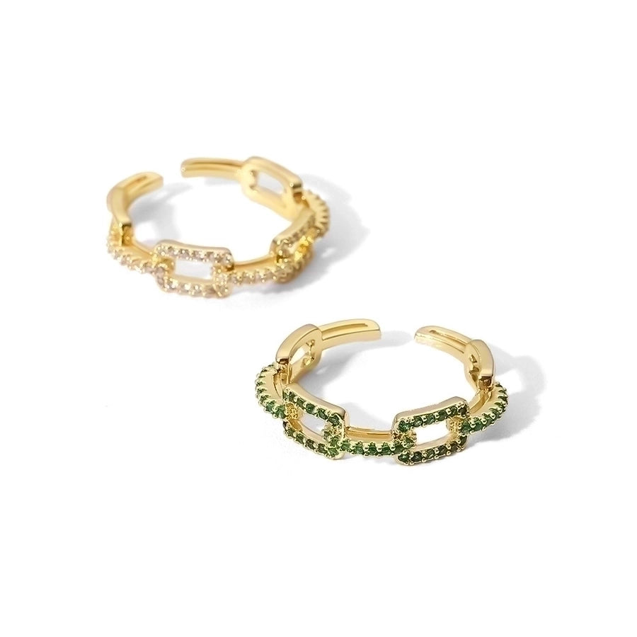 Copper Plating Rectangle Zircon Open Ring