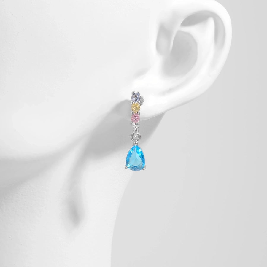 1 Pair Elegant Heart Shape Life Tree Butterfly Inlay Sterling Silver Zircon White Gold Plated Ear Studs
