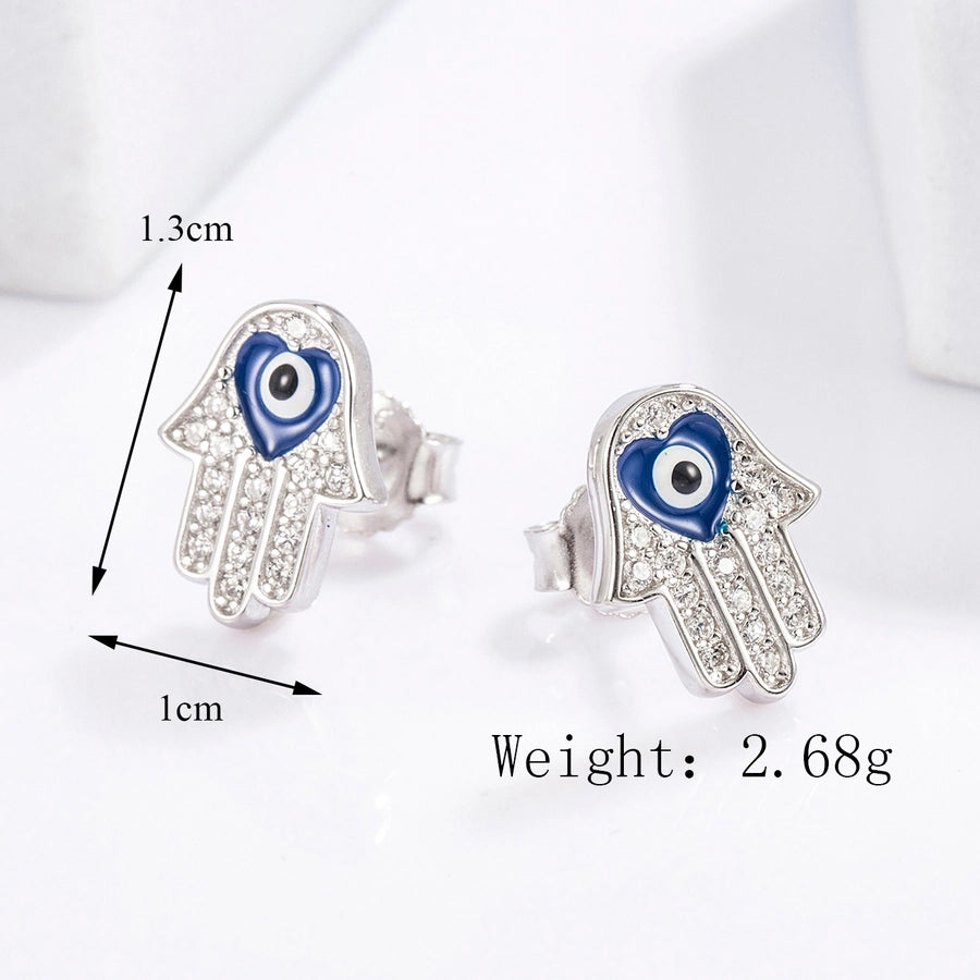 1 Piece Classical Funny Eye Octopus Plating Inlay Sterling Silver Zircon White Gold Plated Ear Studs
