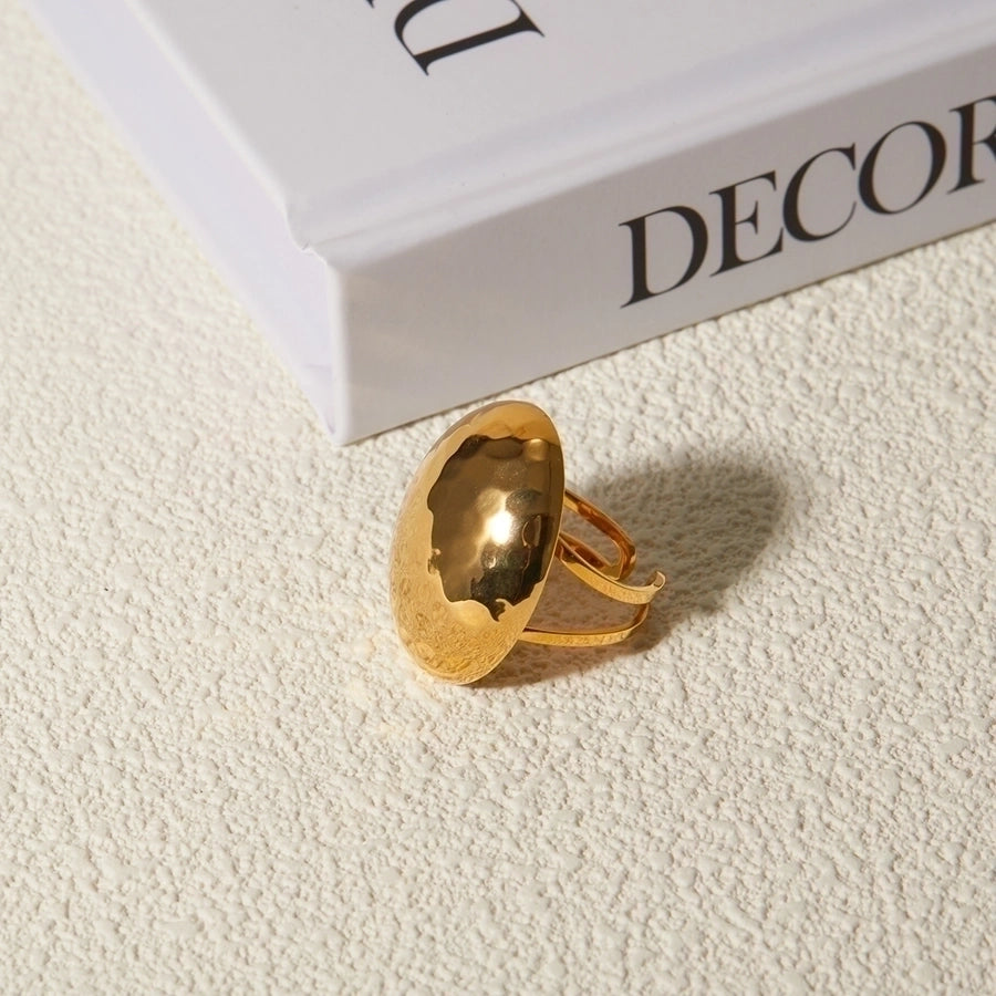 Jewelry IG Style Hammered 304 Stainless Steel 18K Gold Plated Open Rings