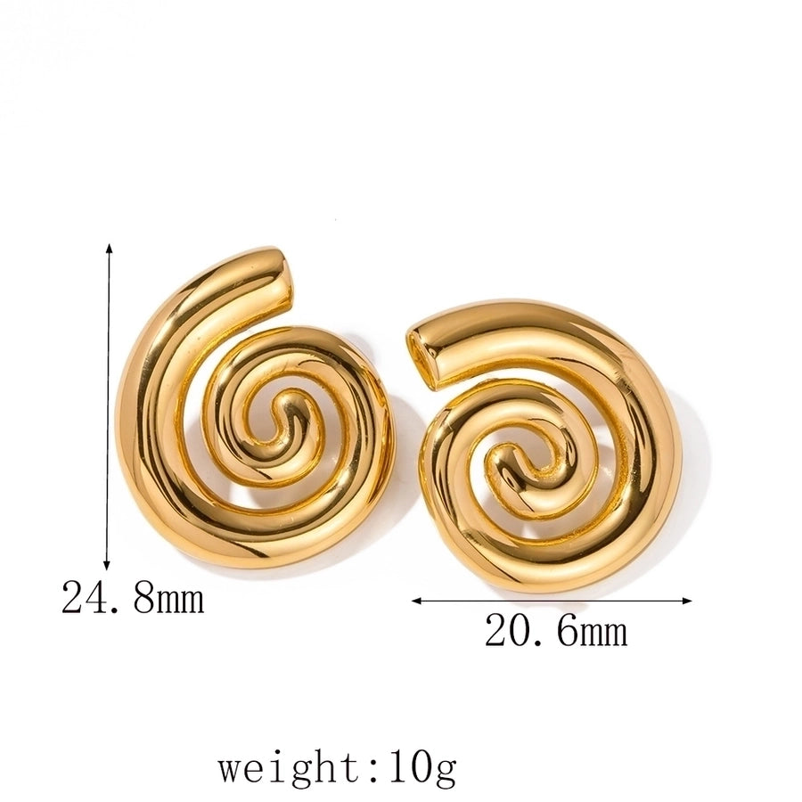 1 Pair IG Style Simple Style Solid Color Spiral 304 Stainless Steel 18K Gold Plated Ear Studs