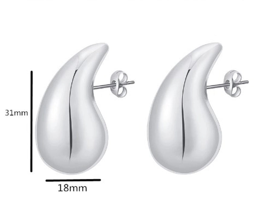 1 pair retro french style c shape u shape water droplets plating stainless steel 18k gold plated earrings
