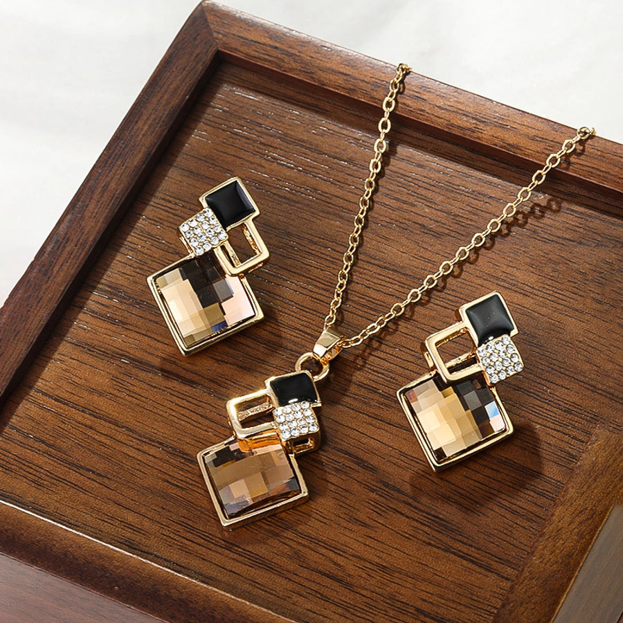 Simple Style Classic Style Geometric Alloy Diamond Women's Jewelry Set