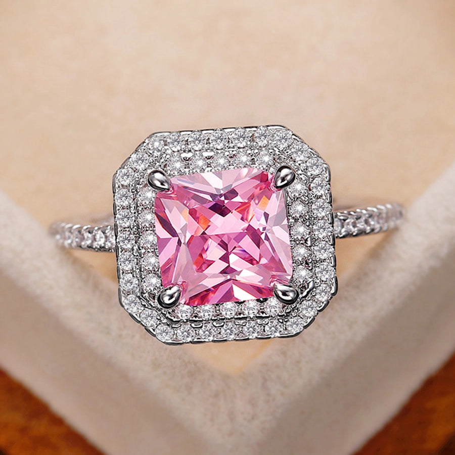 fashion geometric copper rings inlay zircon copper rings