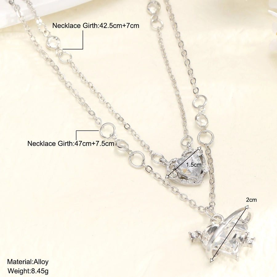 Elegant Heart Shape Alloy Rhinestone  Pendant Necklace