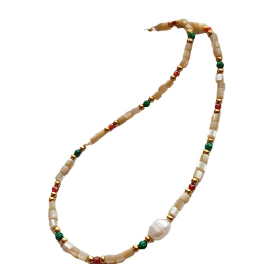 natural stone Freshwater Pearl Simple Style Beaded Geometric Necklace