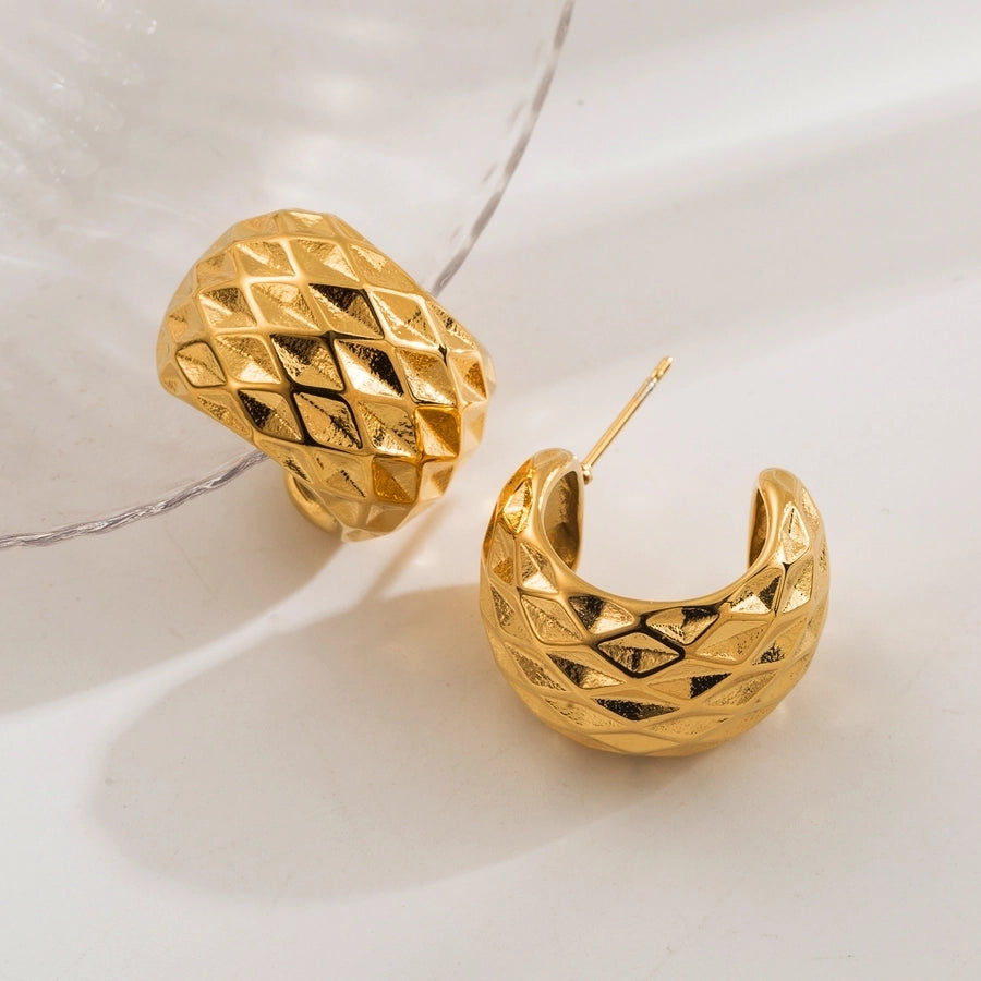 1 Pair Simple Style Commute C Shape 304 Stainless Steel 18K Gold Plated Ear Studs
