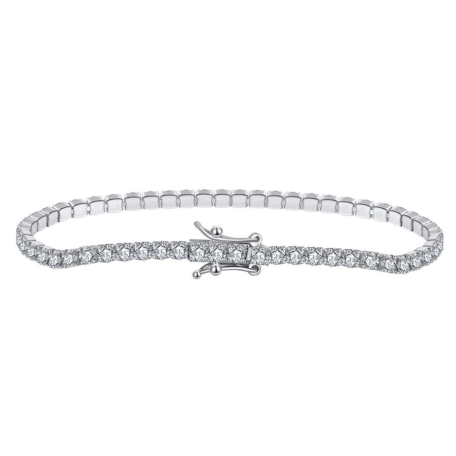 modern style solid color sterling silver inlay zircon tennis bracelet