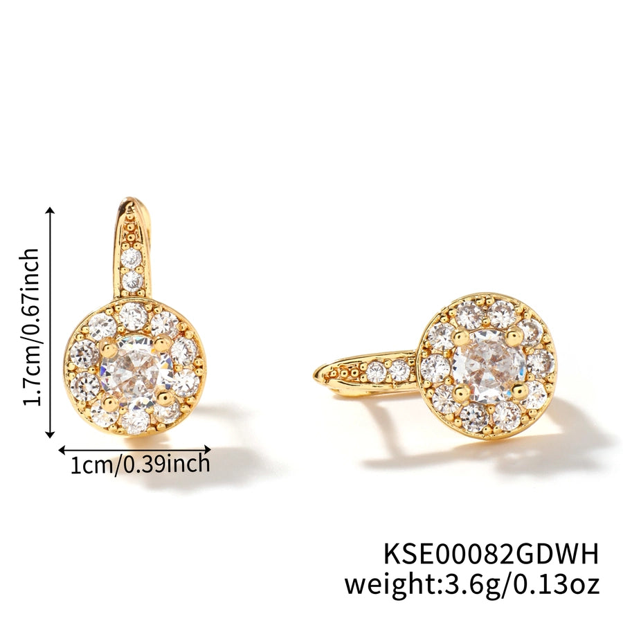 1 Pair Glam Shiny Korean Style Round Inlay Copper Zircon K Gold Plated Rhodium Plated Ear clip